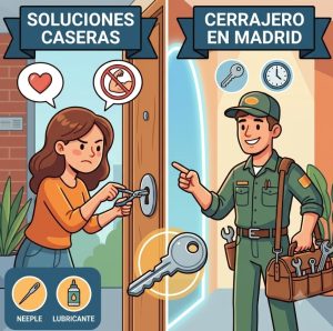 Llave rota dentro de la cerradura de una puerta de entrada