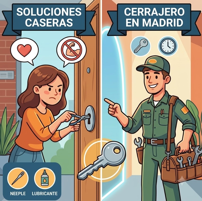 Llave rota dentro de la cerradura de una puerta de entrada